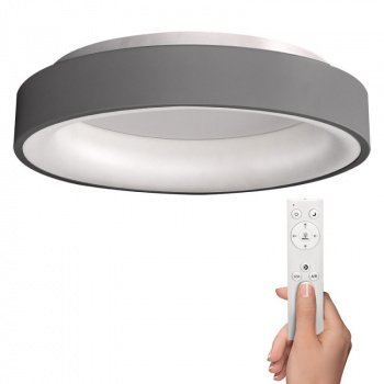 LED stropné svetlo okrúhle Treviso, 48W, 2880lm, stmievateľné, diaľkové ovládanie, sivá