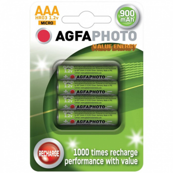 AgfaPhoto nabíjacie NiMH batérie AAA, 900mAh, blister 4ks