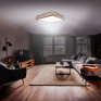 LED ceiling lighting with remote control, square, wood decor, 3000lm, 40W, 45x45cm