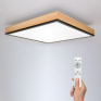 LED ceiling lighting with remote control, square, wood decor, 3000lm, 40W, 45x45cm