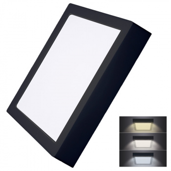 LED mini panel CCT, prisazený, 24W, 1800lm, 3000K, 4000K, 6000K, štvorcový, čierna farba