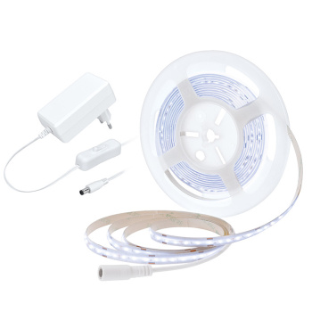 LED COB pásik, sada s adaptérom, vypínač, 5m, 8W/m, 800lm/m, studená biela