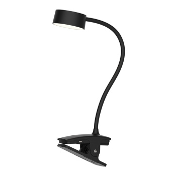 LED stolná nabíjacia lampička, 2W, 210lm, 3CCT, čierna, clip