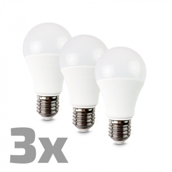 LED žiarovka 3-pack, klasický tvar, 10W, E27, 3000K, 270°, 900lm, 3ks v baleniu