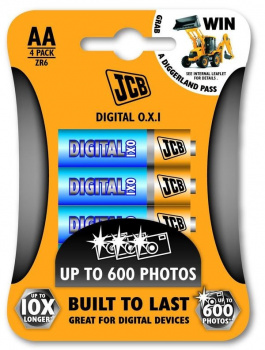 JCB OXI DIGITAL alkalická batéria LR06, blister 4 ks