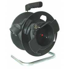 Predlžovací prívod na bubne, 1 zásuvka, 25m, čierny kábel, 3x 1,5mm2