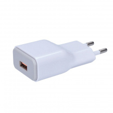 USB nabíjací adaptér, fast charge: 1x USB Qualcomm, 5V2A/9V1.5A/12V1A,  AC 230V, bielosivý