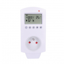Termostaticky spínaná zásuvka, zásuvkový termostat, 230V/16A, režim vykurovania alebo chladenia, rôzne teplotné režimy