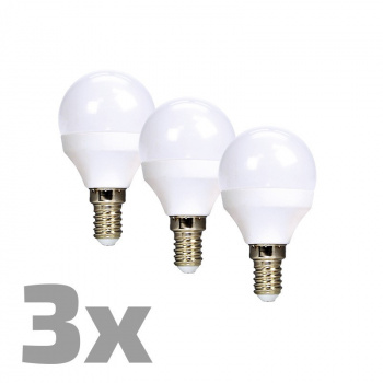 ECOLUX LED žiarovka Ecolux 3-pack, miniglobe, 6W, E14, 3000K, 450lm, biele prevedenie, 3ks